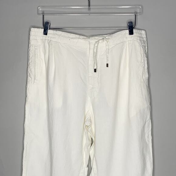 Lardini XXL Mens Ivory Pull On Drawstring Waist Pants Resort Travel Cotton - Picture 4 of 10